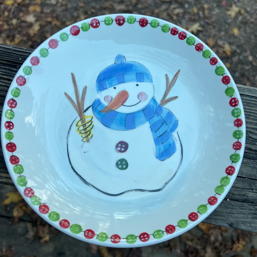 TABLETOPS Lifestyles Holiday Cheer Snowman Christmas Plate